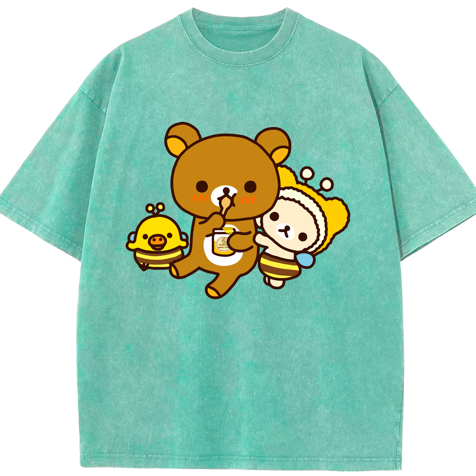 （画像用） リラックマ リラックマ キイロイトリ Rilakkuma Korilakkuma Kiiroitori 綿100% ヴィンテージ風 半袖Tシャツ（フロントプリント）